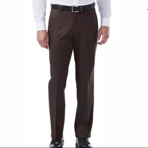 Haggar Genuine Khaki Brown Classic Fit Flat Front